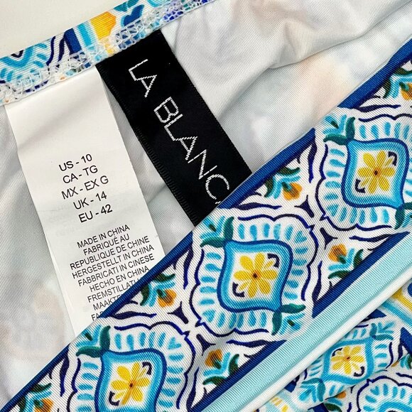 New La Blanca Scarf Banded Hipster Bikini Bottom in Blue Size 10 - Picture 6 of 7